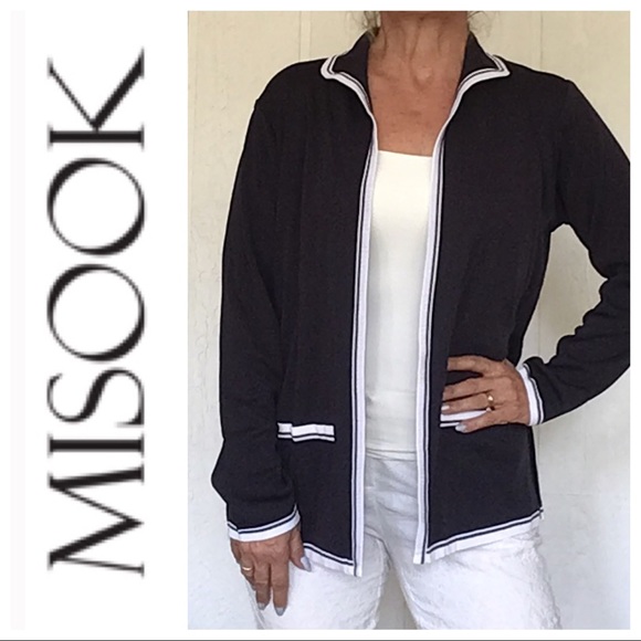 MISOOK NAVY BLUE WHITE TRIM OPEN CARDIGAN MEDIUM - Picture 3 of 11